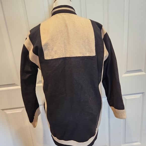 Venus imports duck canvas hemp cotton  blend jacket black cream Unisex Oversized - Picture 9 of 11